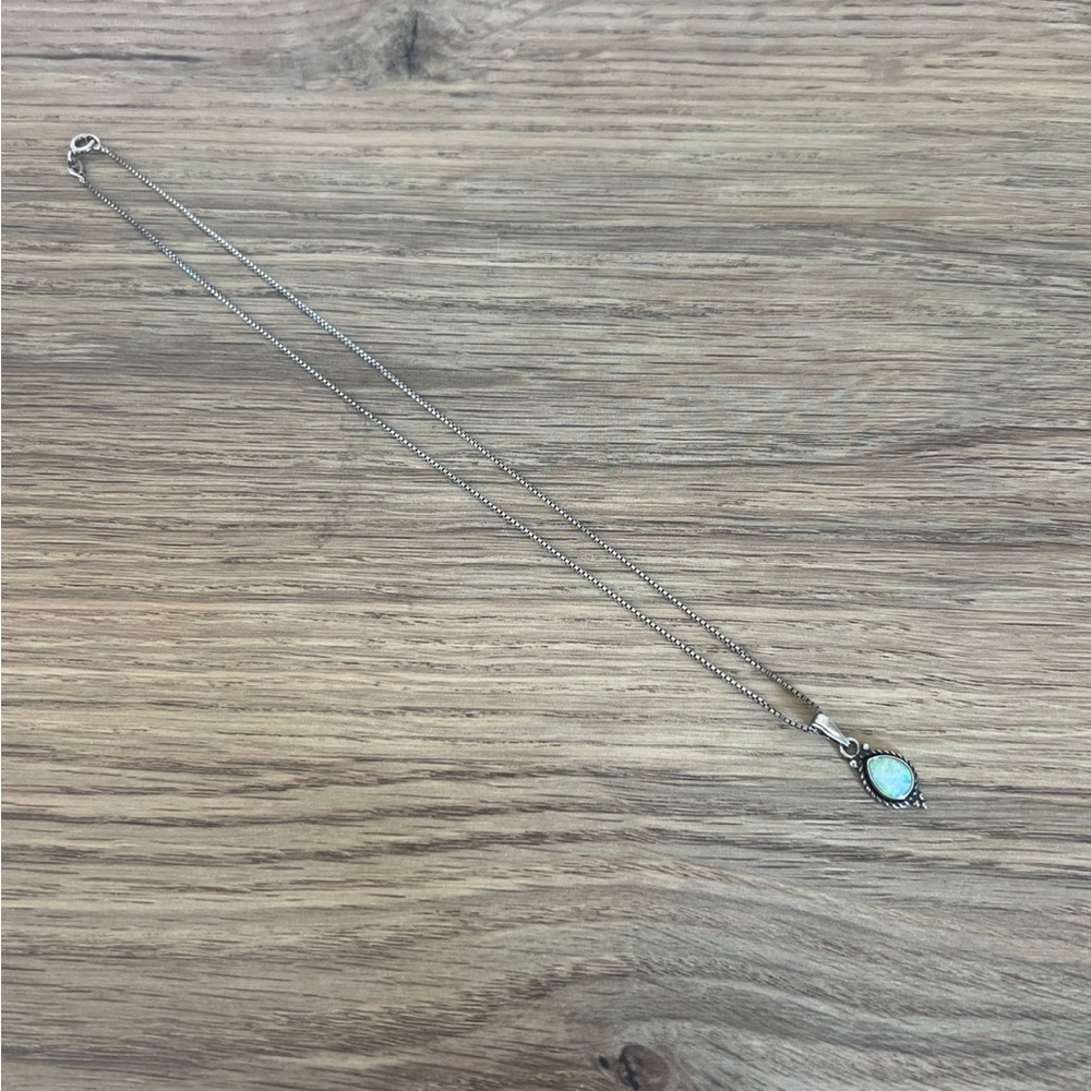 Sterling Silver Teardrop Opal Necklace